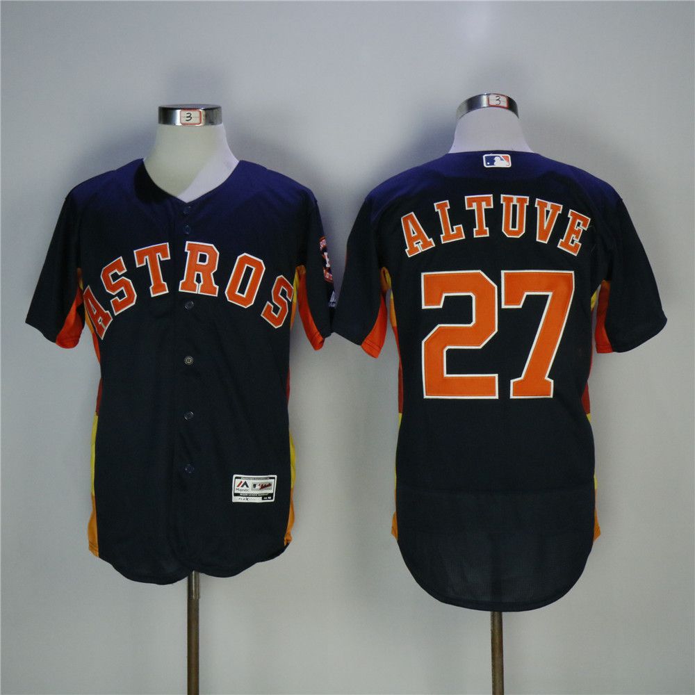 Men Houston Astros 27 Altuve Blue MLB Jerseys